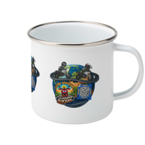 Global Adventure Enamel Mug with QR Code Left